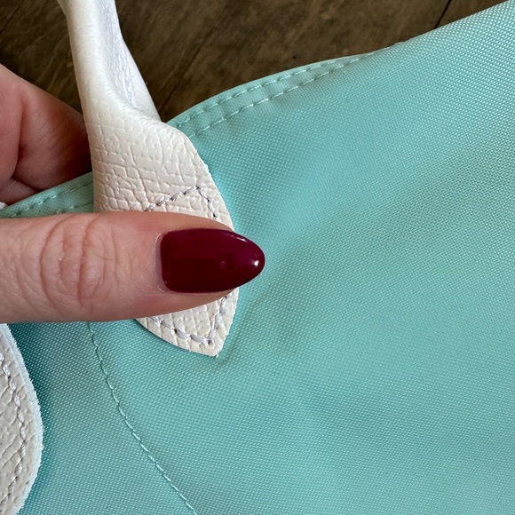 NEW ✨RARE COLLECTOR LONGCHAMP X SARAH MORRIS 2014✨ Baby Blue / Turquoise / White - Picture 5 of 12